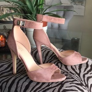 Pink suede heels